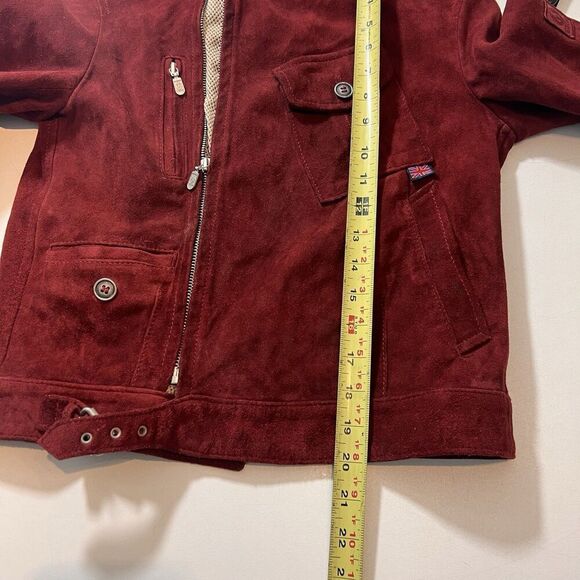 Belstaff The Aviator Suede Jacket Womens Genuine Leather Burgundy Mesh Detail 42 - Picture 12 of 12